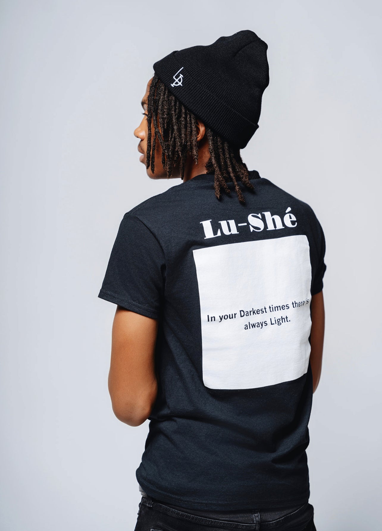 Lu-Shé 'Light In Dawn' - "Back
Design" Tee (BLACK)