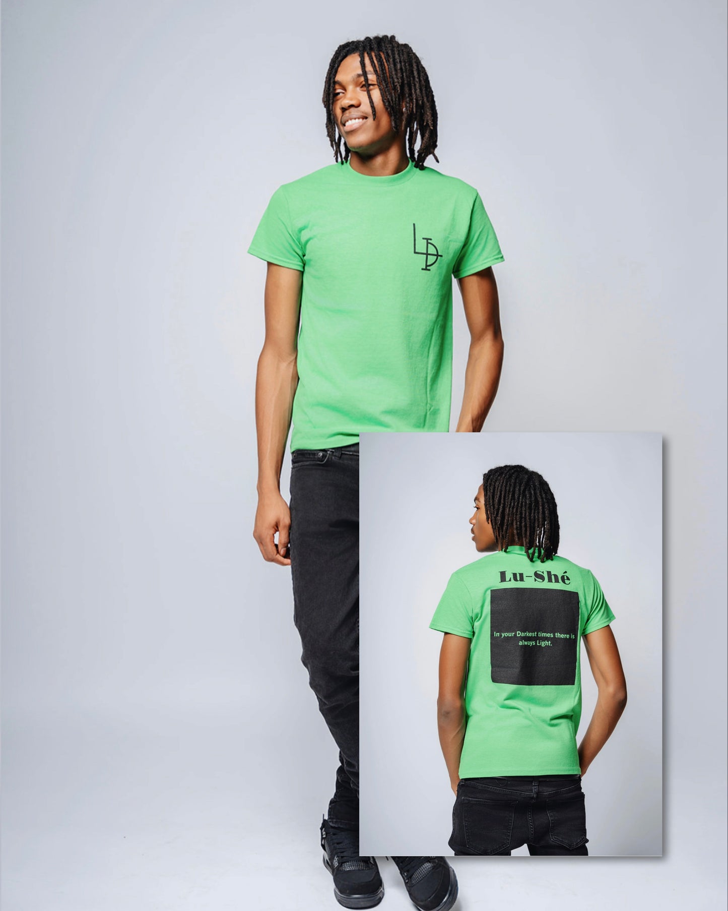 Lu-Shé 'Light In Dawn' - "Back Design" Tee (GREEN)