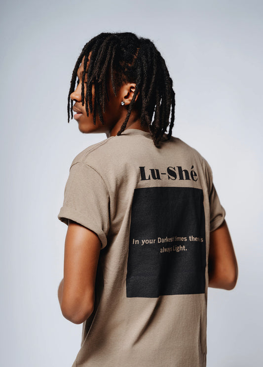 Lu-Shé 'Light In Dawn' - "Back
Design" Tee (BROWN)